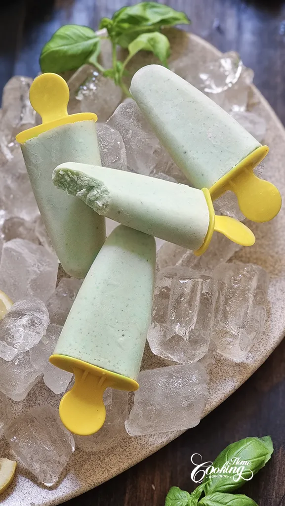lemon basil yogurt popsicles - over ice