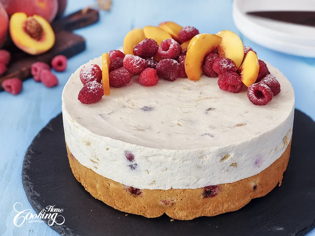 raspberry peach mousse cake