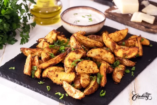 Roasted Sweet Potatoes with Greek Yogurt dipping sauce